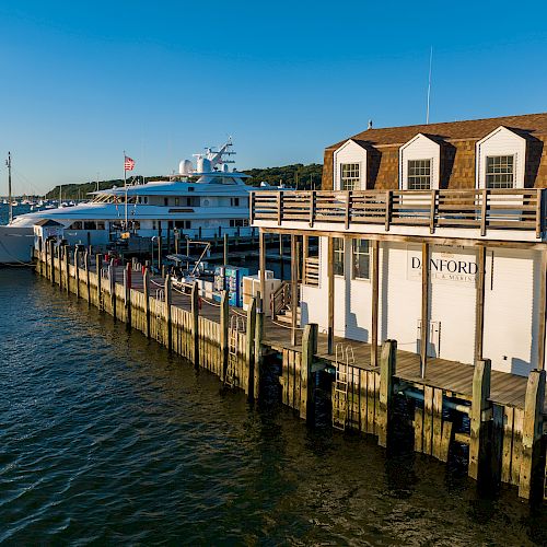 A seaside building labeled 